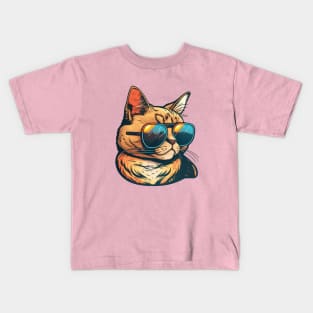 Cute Cat Wearing Sunglasses Kids T-Shirt